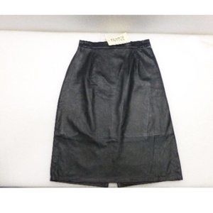 New vintage leather skirt  Firenze black 1980's  12